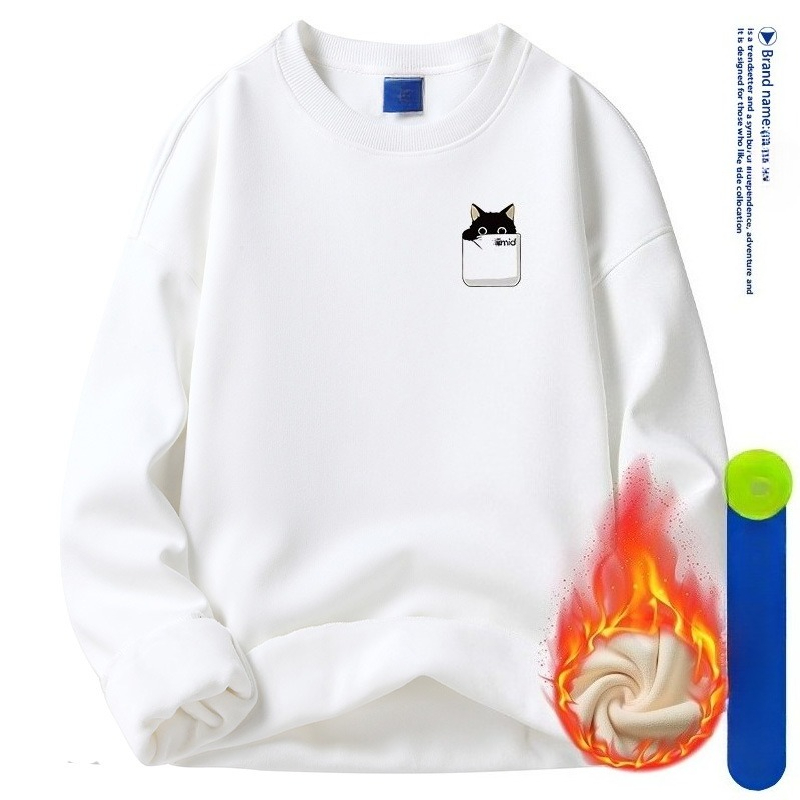 Fleece Sweater Men's New Crew Neck Hooded Couple's Loose Top_viptrois.com