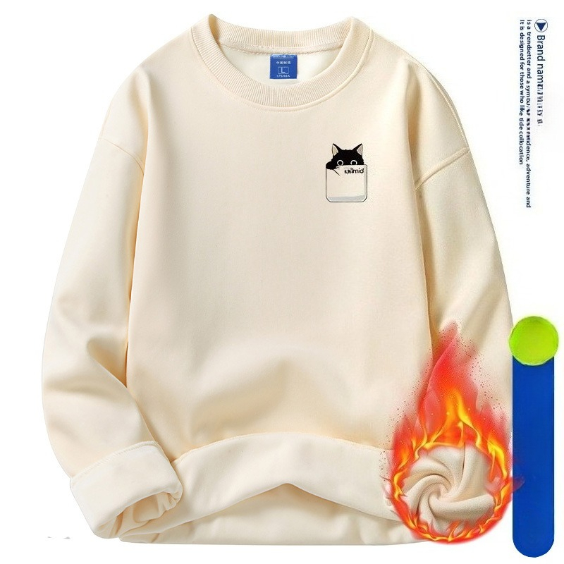 Fleece Sweater Men's New Crew Neck Hooded Couple's Loose Top_viptrois.com