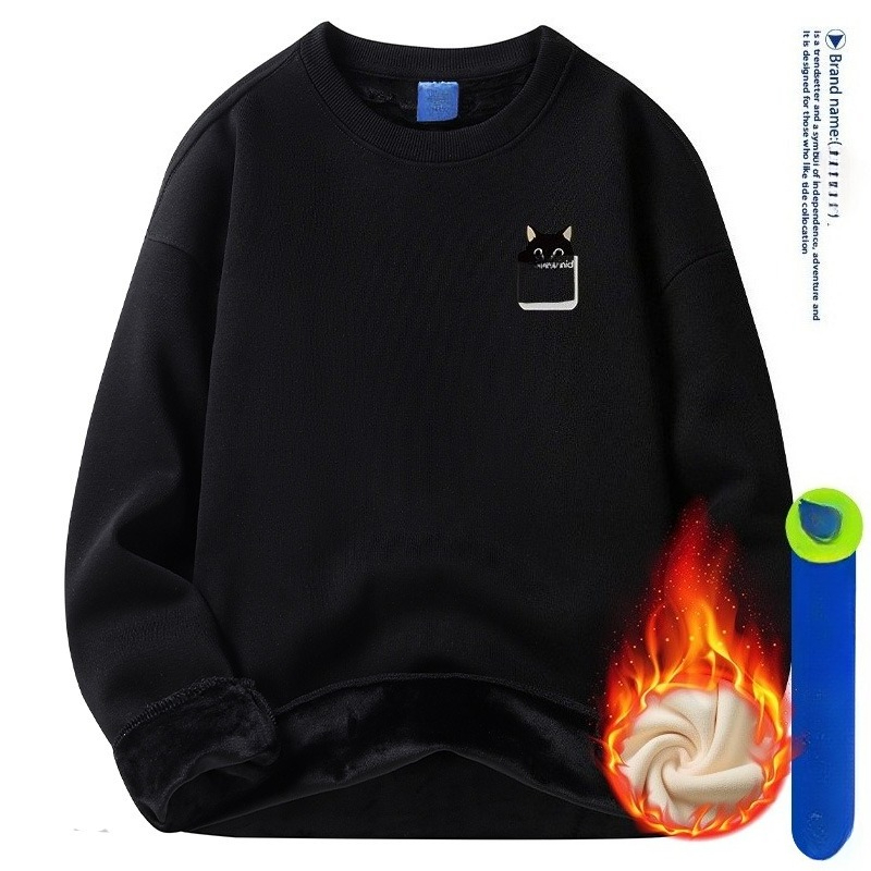 Fleece Sweater Men's New Crew Neck Hooded Couple's Loose Top_viptrois.com