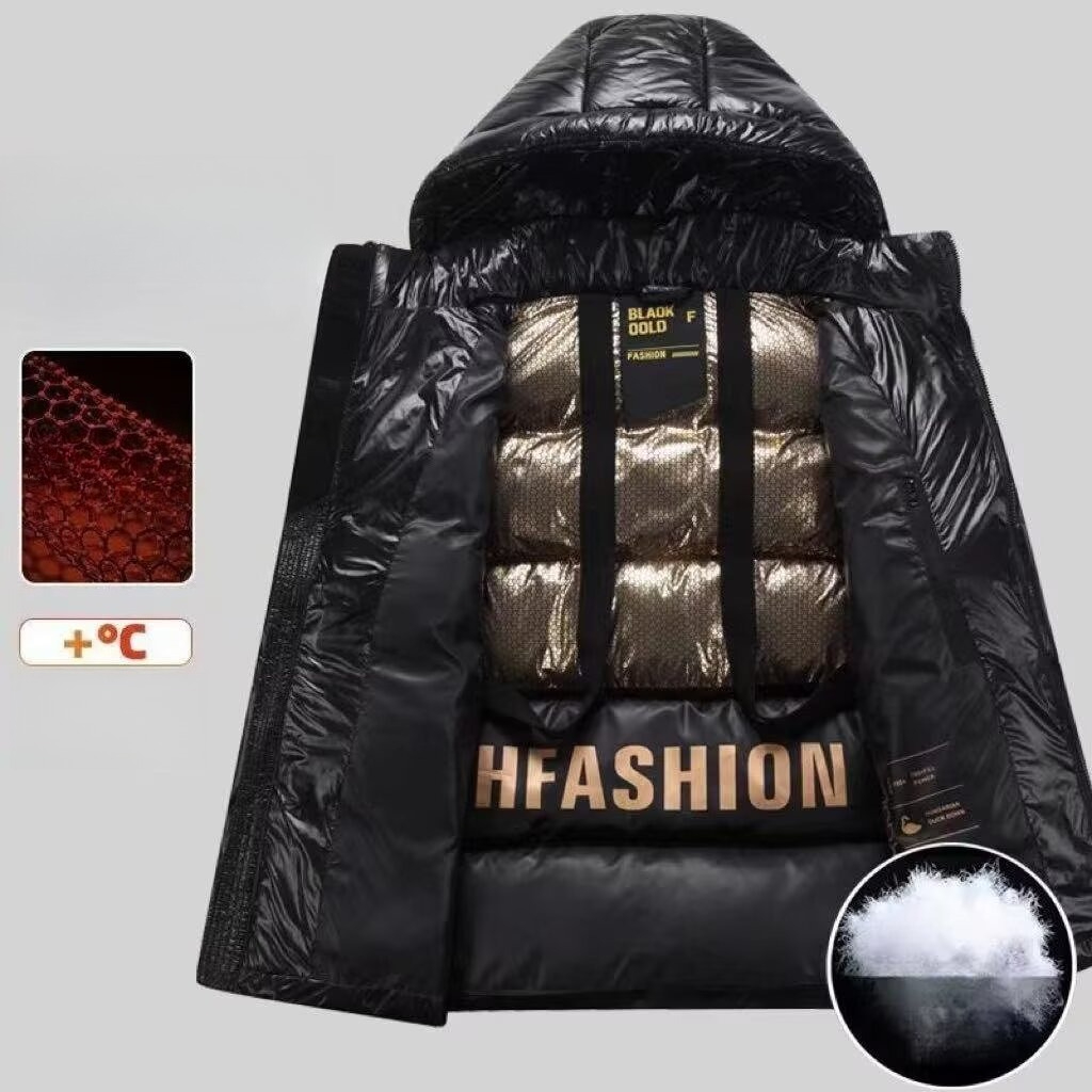 Leave-in Black Gold Graphene Down Jacket Men's And Women's Winter Short Glossy Heat Storage Warm Padded Jacket_voghion.com
