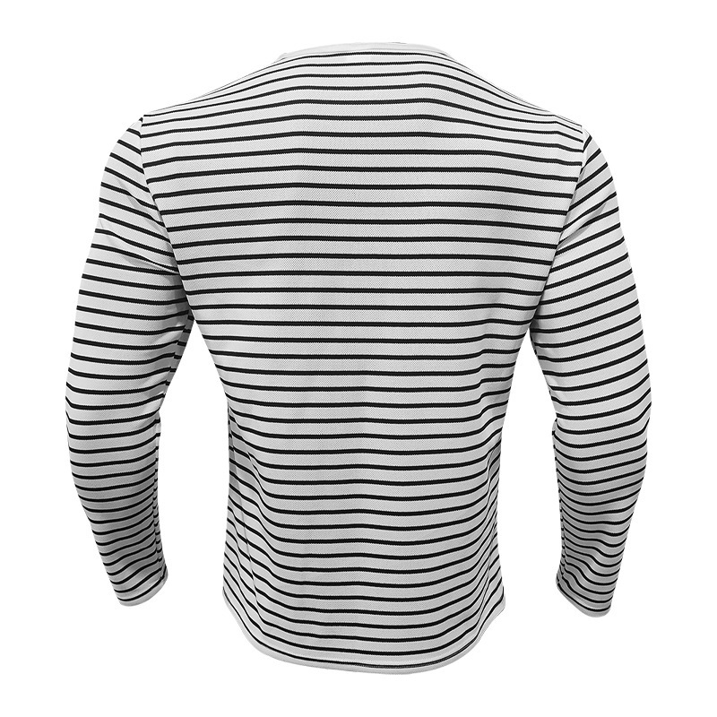 new Cross-border European American Men's Autumn And Winter Versatile Long-sleeve Shirt Casual Horizontal Striped_viptrois.com
