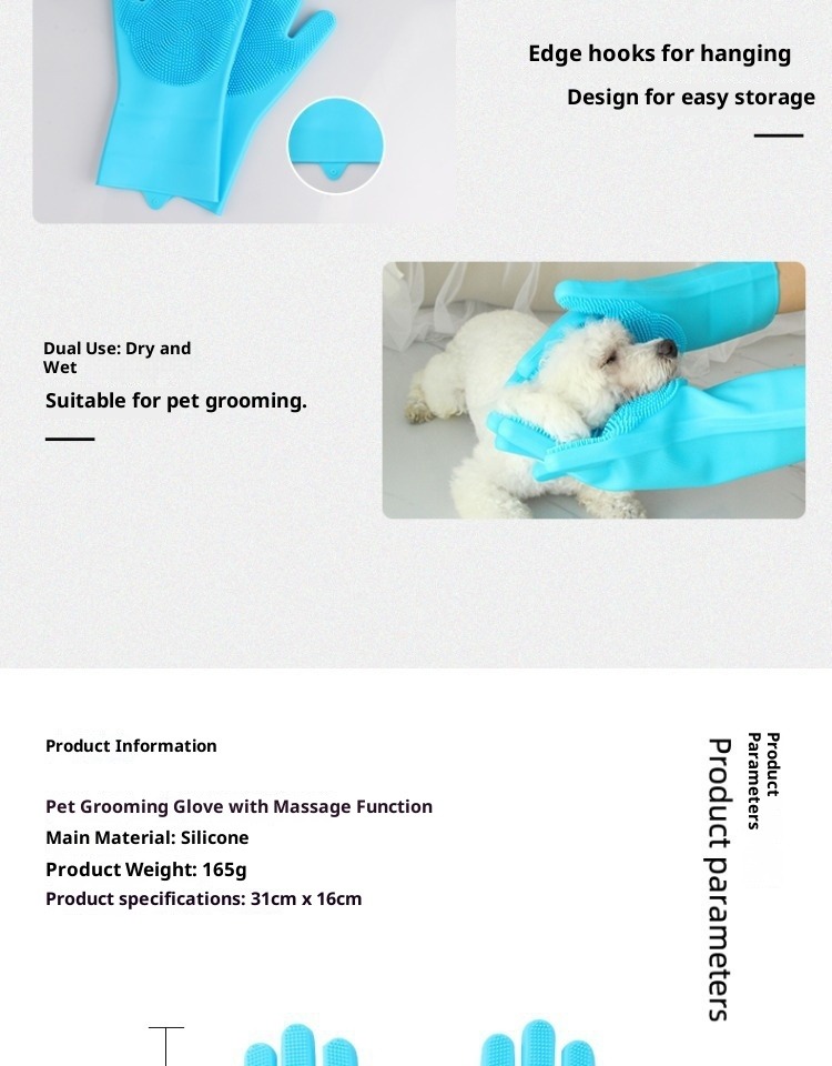 Tierbade- und Massagehandschuhe zur Haarentfernung, Badebürste, Hundebadbürste, Tiermassagebürste, hochwertige Handschuhe, Silikonbürste_voghion.com