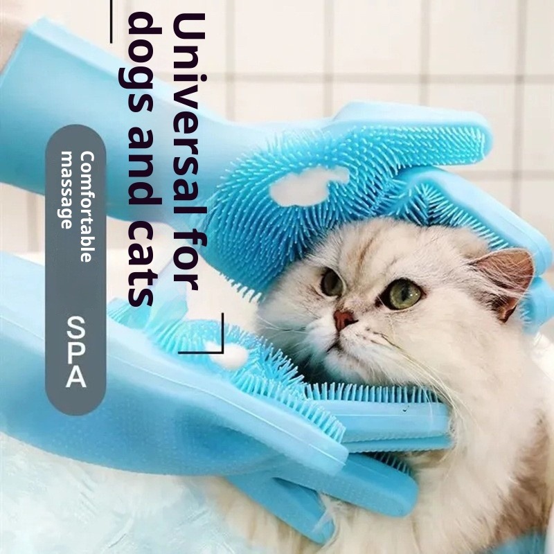 Pet Bath Massage Hair Removal Gloves Bath Brush Dog Bath Brush Pet Massage Brush High Quality Gloves Silicone Brush_voghion.com