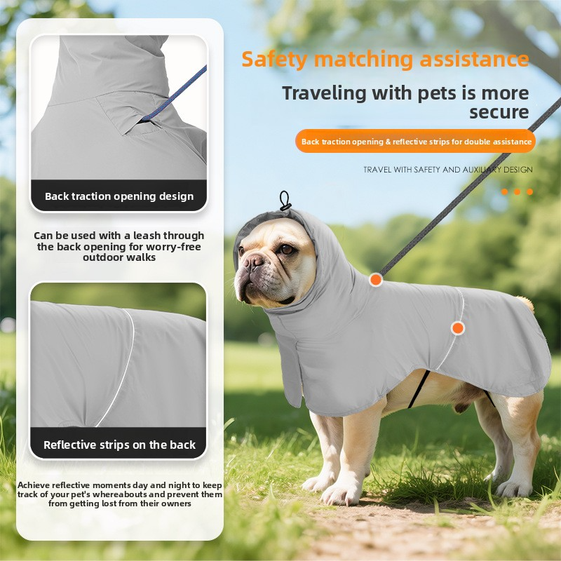 Neue Hundebekleidung für draußen: Sonnenschutz für Hunde, verstaubar und leicht zu transportieren. Wasserdichte und winddichte Jacke mit Umhang._voghion.com