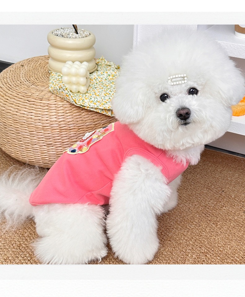Spring And Summer New Pet National Style Dog Cat Clothes Teddy Than Bear New Chinese Buckle Embroidered Traction Vest_voghion.com