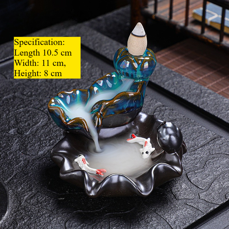 Backflow Incense Burner Creative Home Ornaments Ceramic Handicrafts Zen Ornaments Pisces Backflow Sandalwood Ornamental_voghion.com