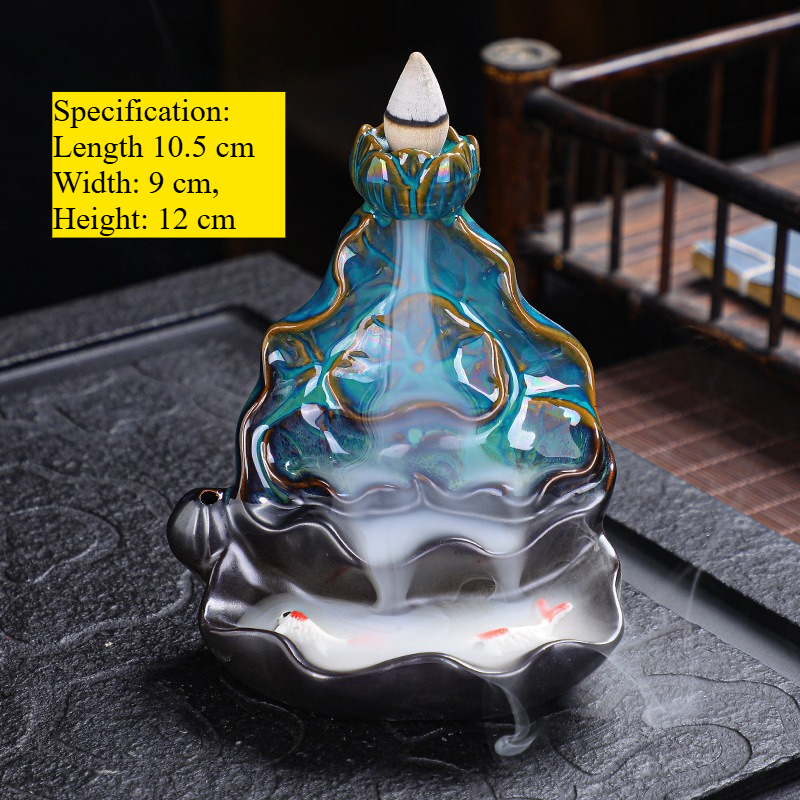 Backflow Incense Burner Creative Home Ornaments Ceramic Handicrafts Zen Ornaments Pisces Backflow Sandalwood Ornamental_voghion.com