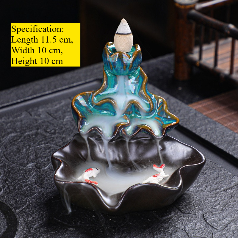Backflow Incense Burner Creative Home Ornaments Ceramic Handicrafts Zen Ornaments Pisces Backflow Sandalwood Ornamental_voghion.com