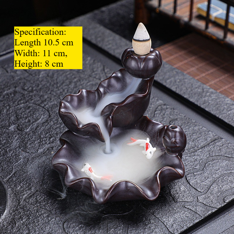 Backflow Incense Burner Creative Home Ornaments Ceramic Handicrafts Zen Ornaments Pisces Backflow Sandalwood Ornamental_voghion.com