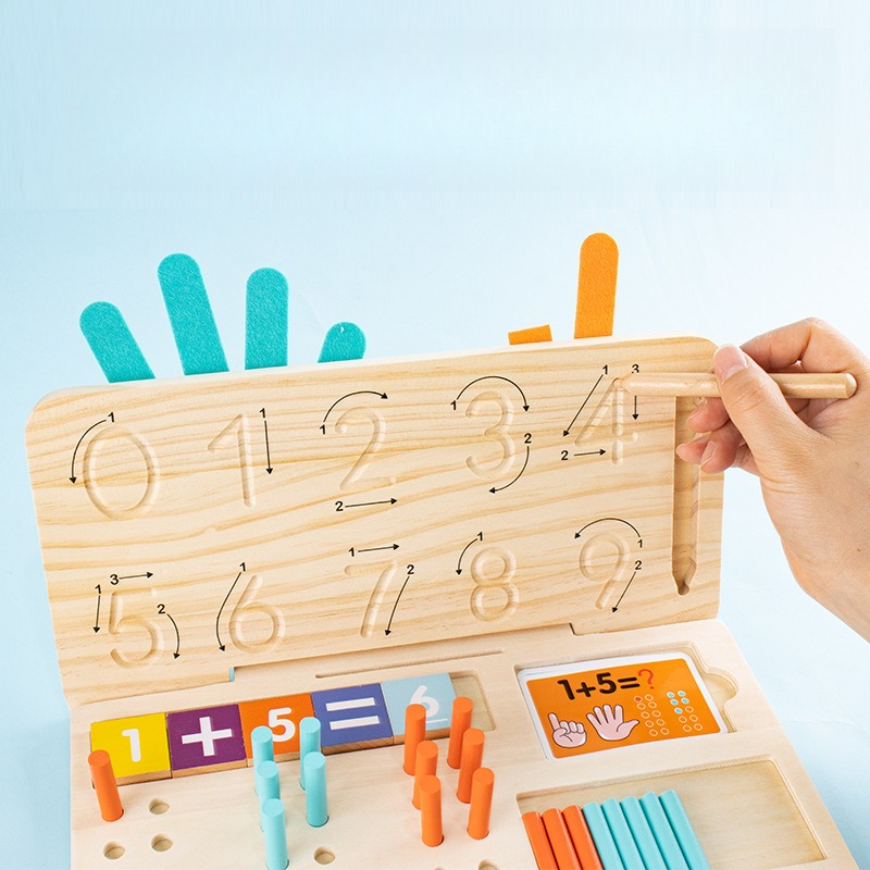 Brinquedos digitais Montessori para o ensino de matemática infantil: quebra-cabeças de aritmética para desenvolver a adição e subtração com os dedos._voghion.com