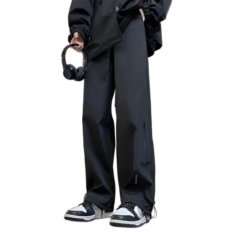 Pantalon imperméable Charge Pants pour homme, en polaire noire, coupe ample et droite._voghion.com