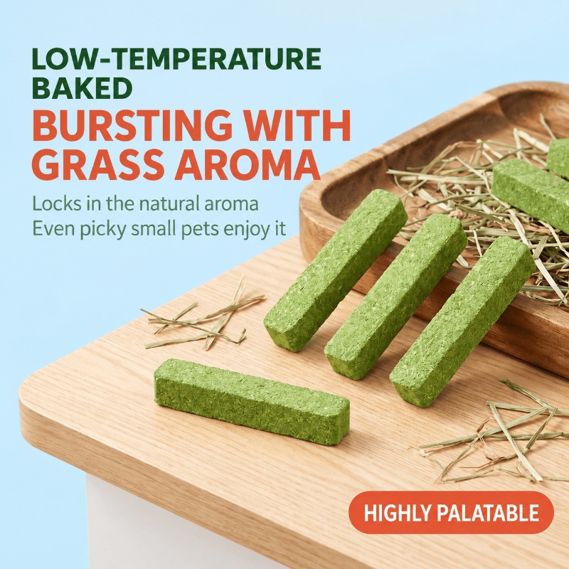 Grass chew bricks for small-pet enrichment