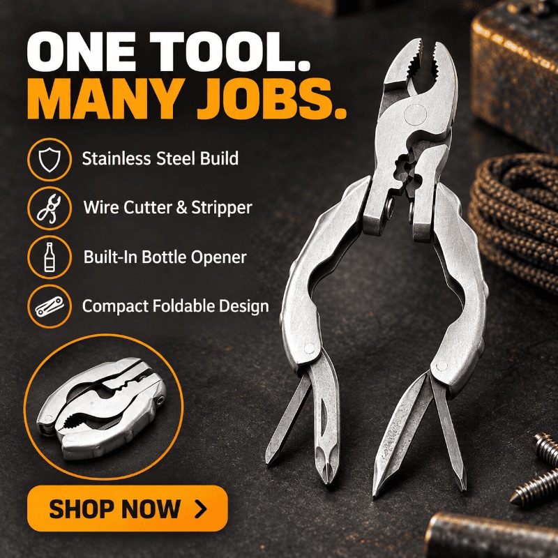 Compact folding multi-tool pliers