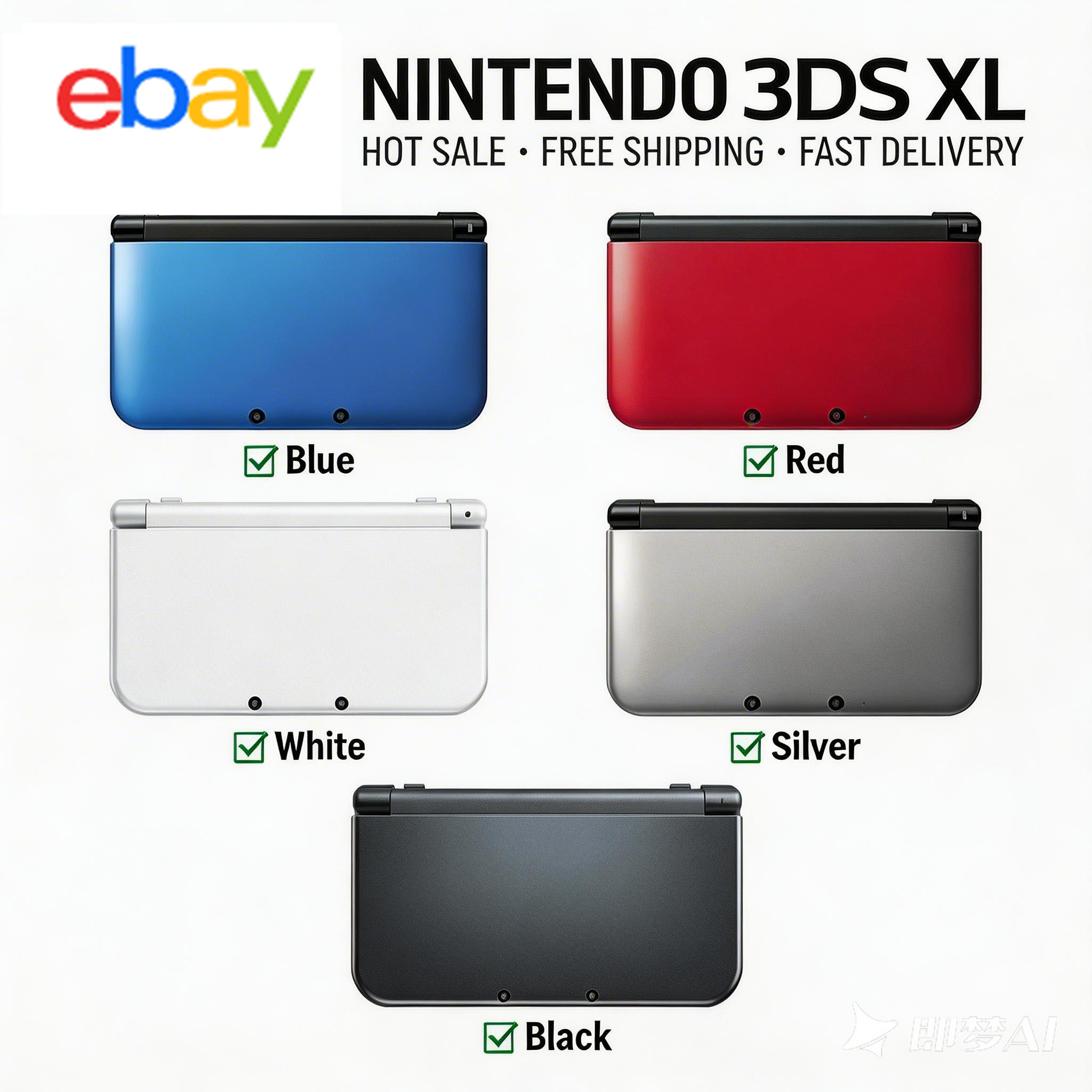 Nintendo 3DS XL LL Handheld Gaming Console With SD 32G + AC (Open