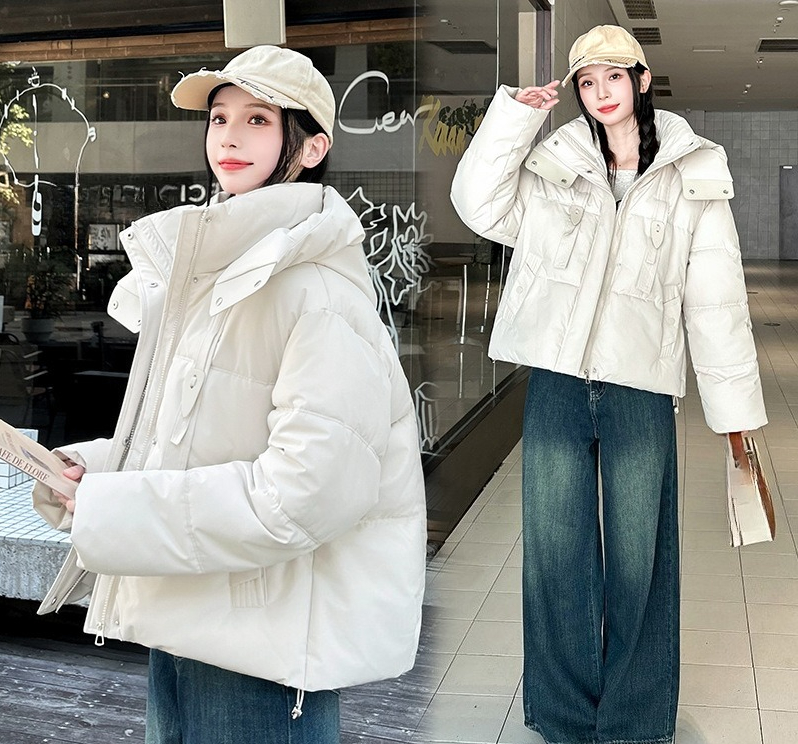 Veste d'hiver 2025 à capuche épaisse, coupe ample, en coton pour femme_voghion.com