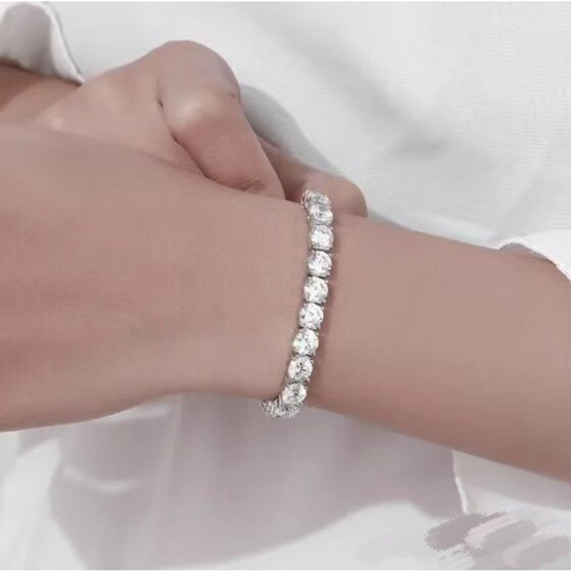 Tennis Bracelet With White Crystals For Men And Women Elegant_voghion.com