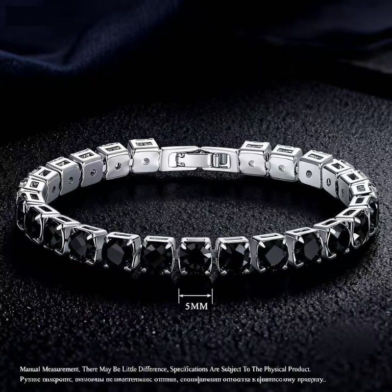 Diamond-set Super Flash Men's And Women's Temperament Tennis Bracelet, White Crystal Bracelet, Electroplated Copper Chain._voghion.com