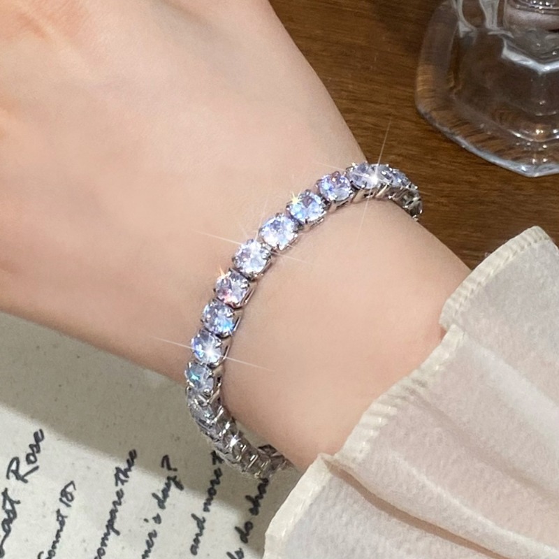 Tennis Bracelet With White Crystals For Men And Women Elegant_voghion.com