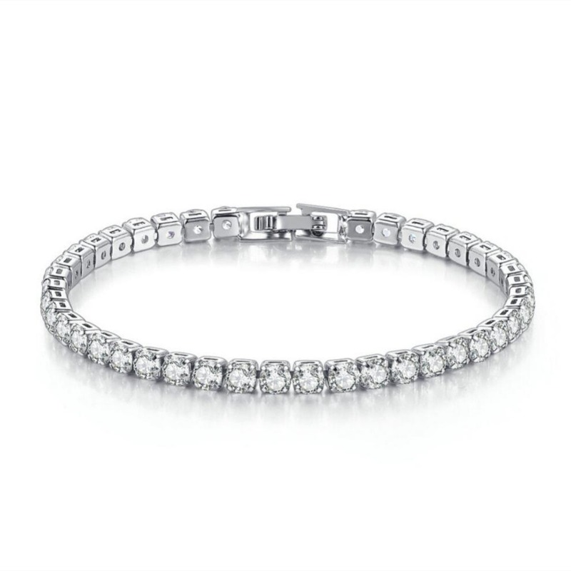 Tennis Bracelet With White Crystals For Men And Women Elegant_voghion.com