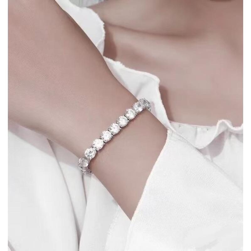 Tennis Bracelet With White Crystals For Men And Women Elegant_voghion.com