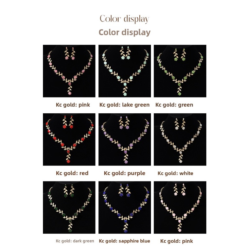Conjunto de joias para noiva colar e brincos de flores com strass_voghion.com