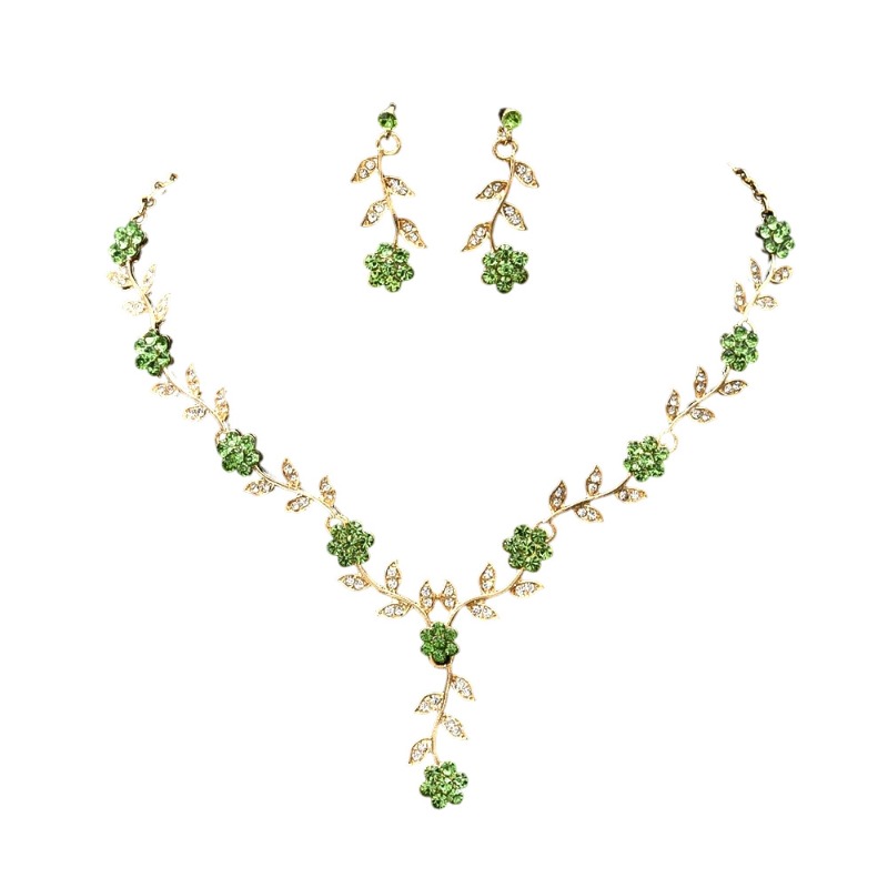 Conjunto de joias para noiva colar e brincos de flores com strass_voghion.com