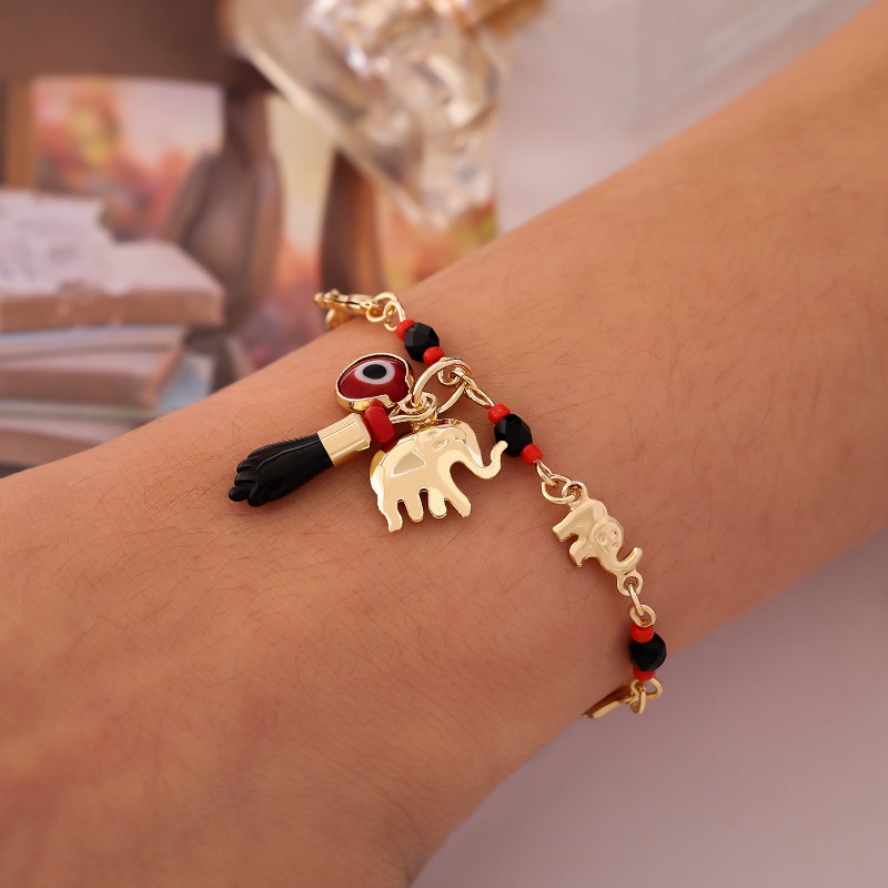 Bohemian Wind Devil's Eye Elephant Armband Cartoon Fun Fußkettchen Urlaubswind_voghion.com