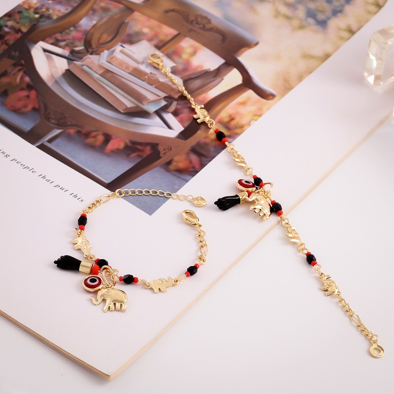 Bohemian Wind Devil's Eye Elephant Armband Cartoon Fun Fußkettchen Urlaubswind_voghion.com