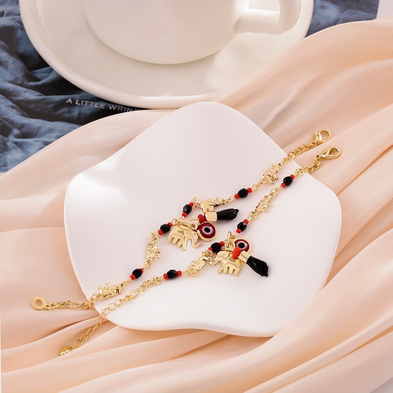 Bohemian Wind Devil's Eye Elephant Armband Cartoon Fun Fußkettchen Urlaubswind_voghion.com