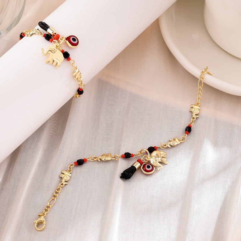 Bohemian Wind Devil's Eye Elephant Armband Cartoon Fun Fußkettchen Urlaubswind_voghion.com