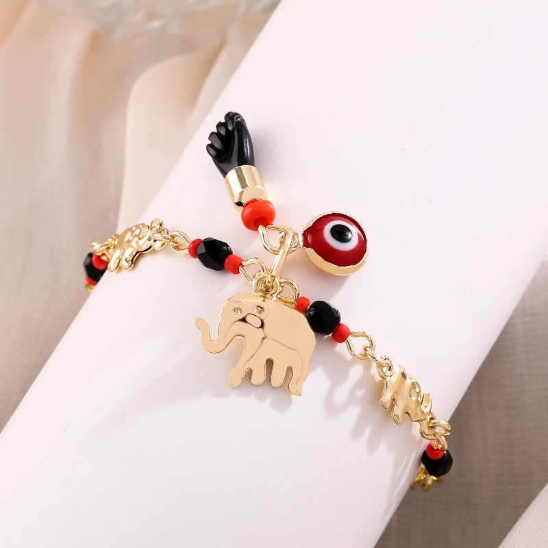 Bohemian Wind Devil's Eye Elephant Armband Cartoon Fun Fußkettchen Urlaubswind_voghion.com