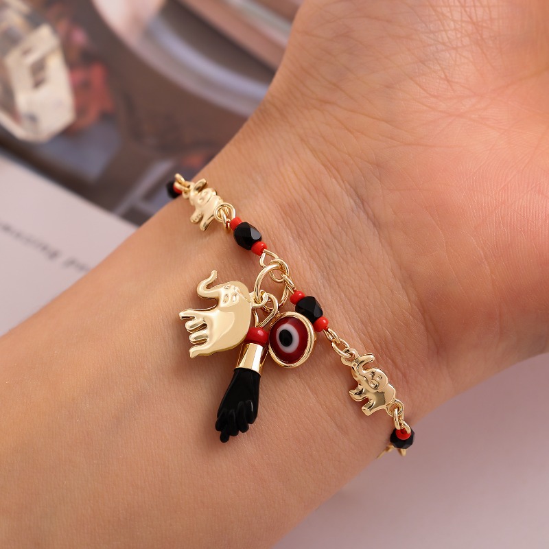 Bohemian Wind Devil's Eye Elephant Armband Cartoon Fun Fußkettchen Urlaubswind_voghion.com
