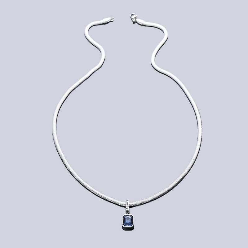 Edelsteen ketting met hanger van titaniumstaal voor dames heren_voghion.com