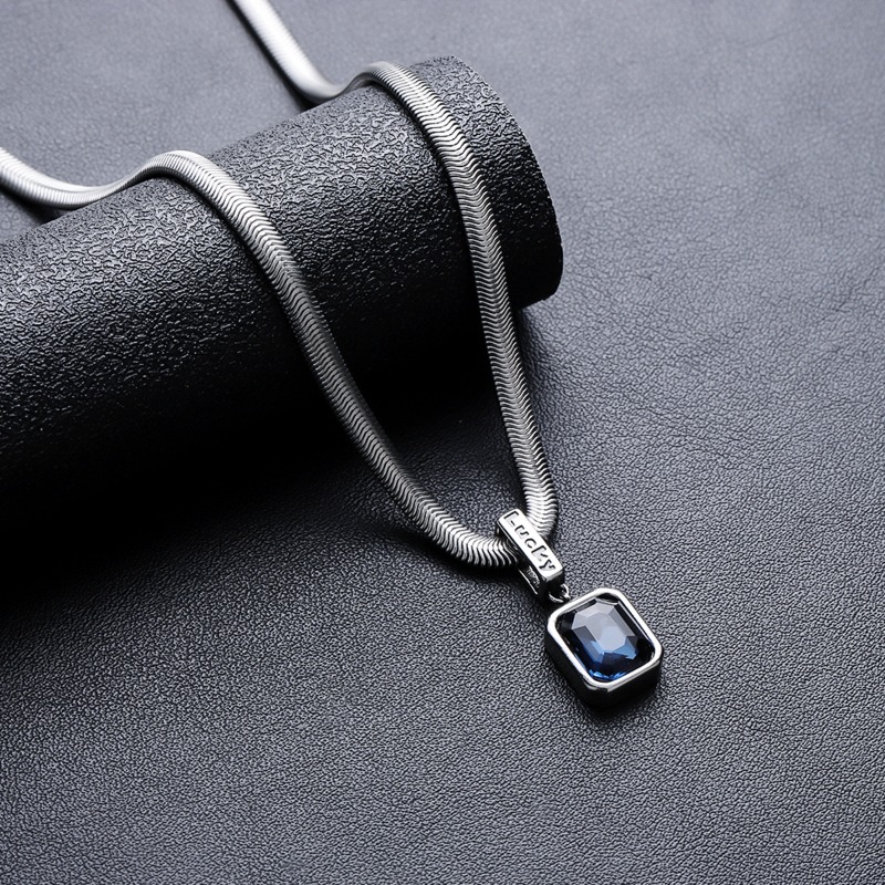 Edelsteen ketting met hanger van titaniumstaal voor dames heren_voghion.com