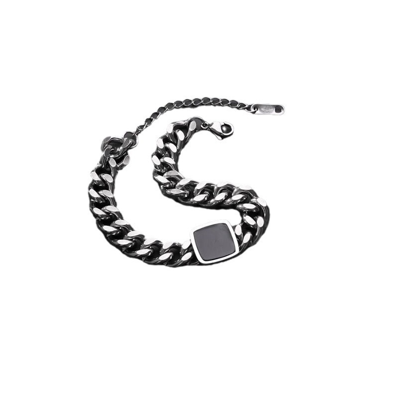 Square Cuban Link Bracelet Titanium Steel Retro Style For Men_voghion.com