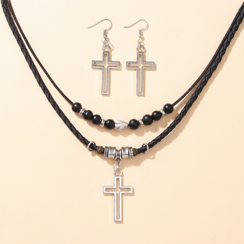 Personalised Five-leaf Clover Beaded Necklace And Earring Set_voghion.com