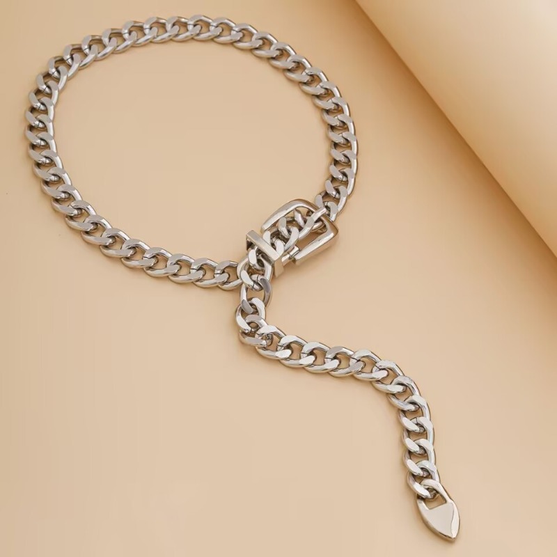 Einfache Retro Kettenhalskette Mit Design Für Damen Modern_voghion.com