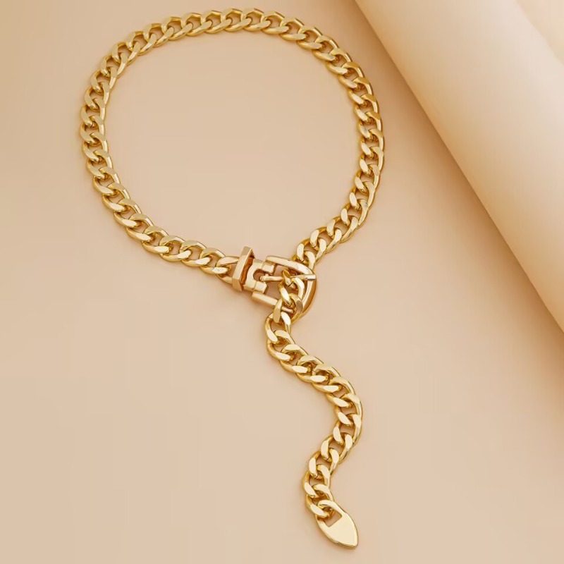 Einfache Retro Kettenhalskette Mit Design Für Damen Modern_voghion.com