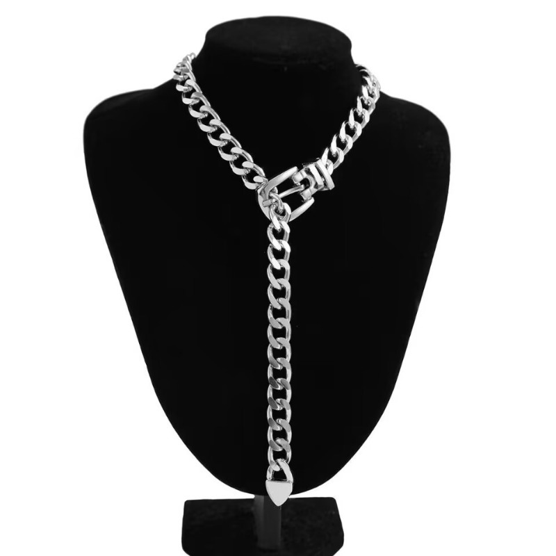 Schlichte Gürtelschnalle, Schlüsselbeinkette, Retro-Halskette für kalte Winde, personalisierbar_voghion.com