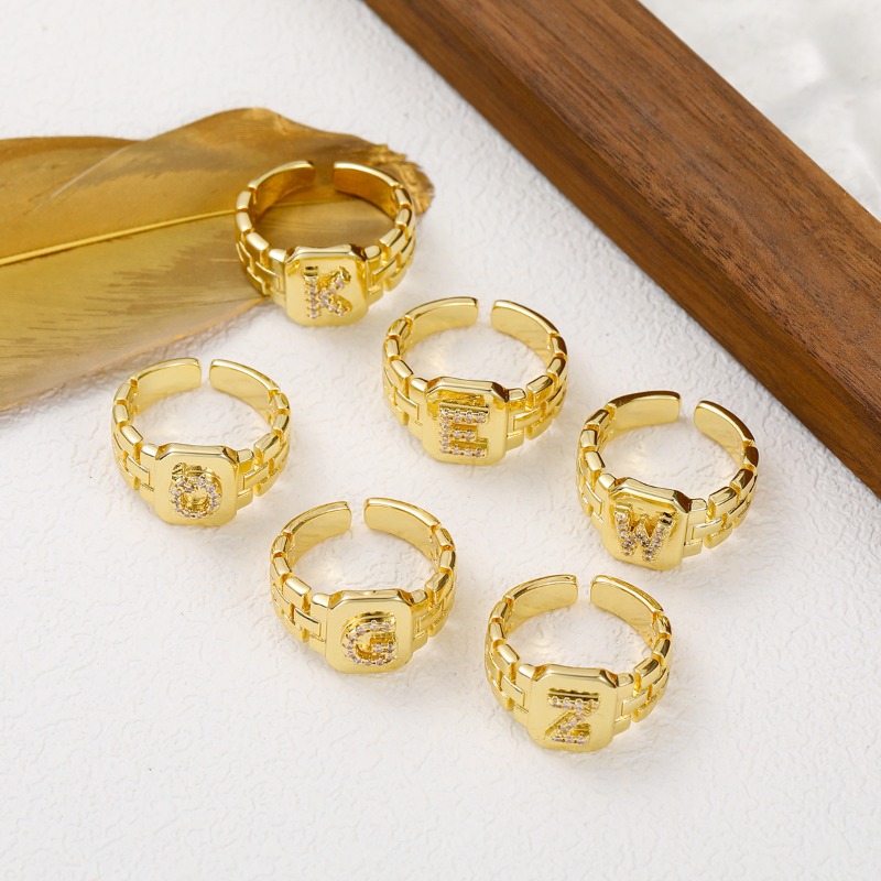 Designer Ring Buchstaben Serie Vergoldeter Verstellbarer Ring_voghion.com
