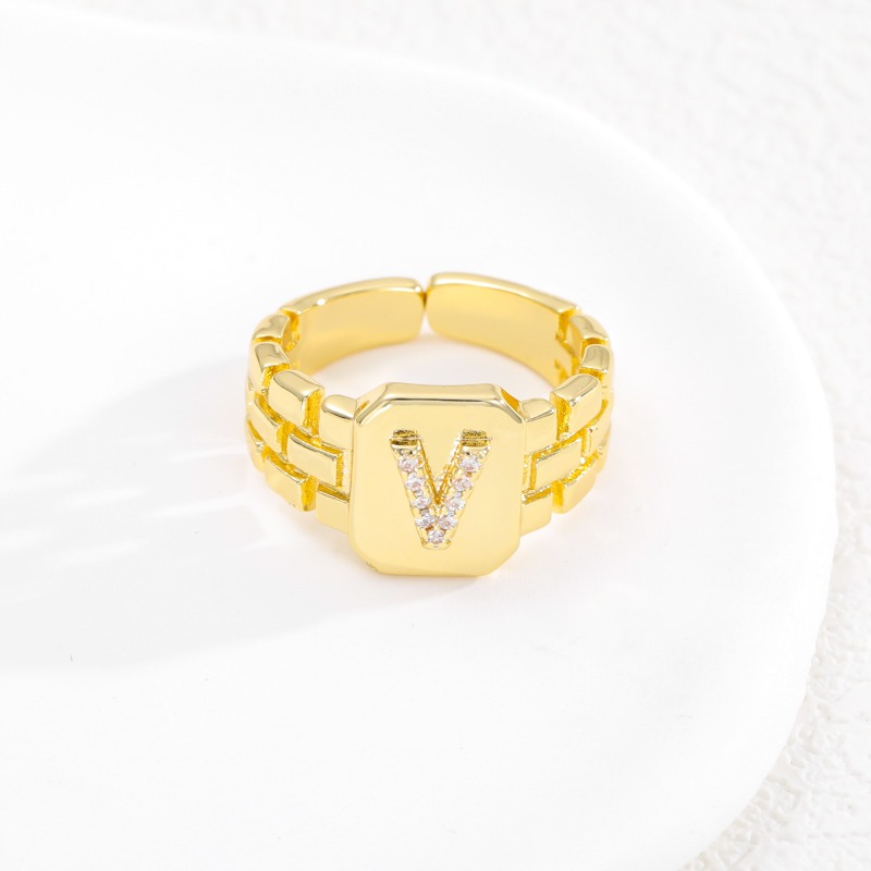Designer Ring Buchstaben Serie Vergoldeter Verstellbarer Ring_voghion.com