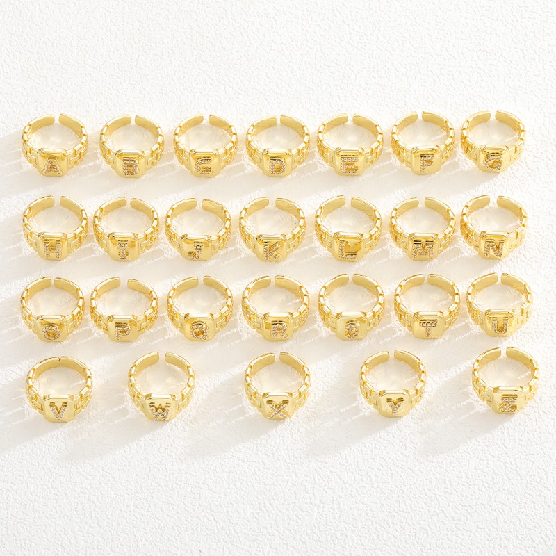 Designer Ring Buchstaben Serie Vergoldeter Verstellbarer Ring_voghion.com
