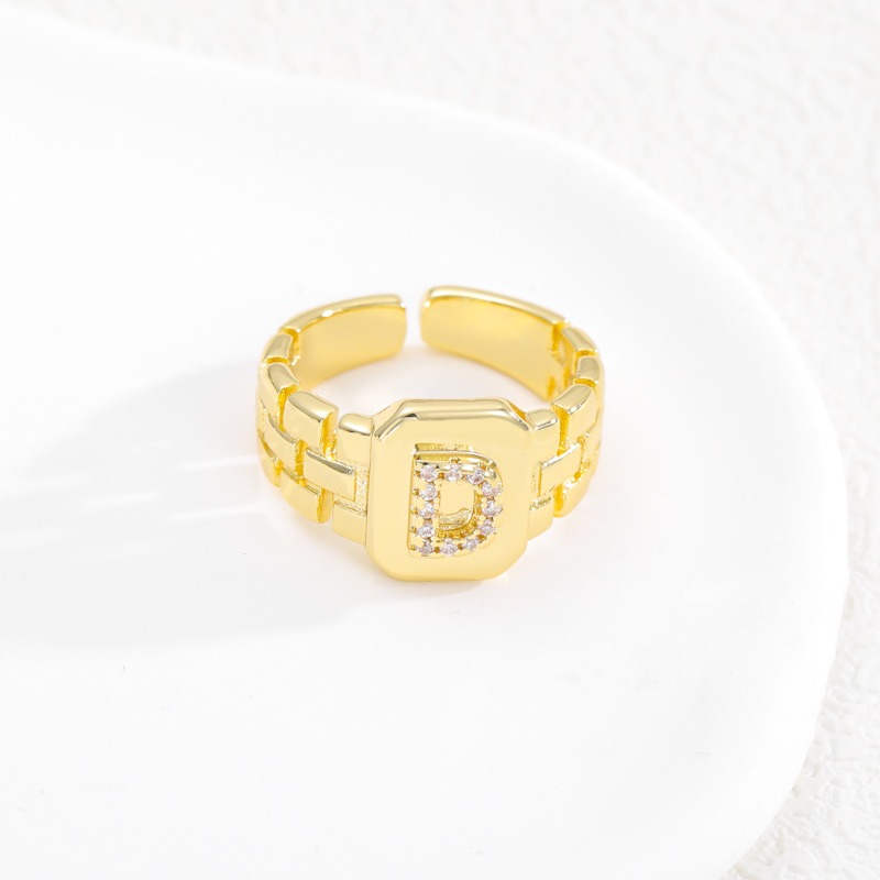 Designer Ring Buchstaben Serie Vergoldeter Verstellbarer Ring_voghion.com