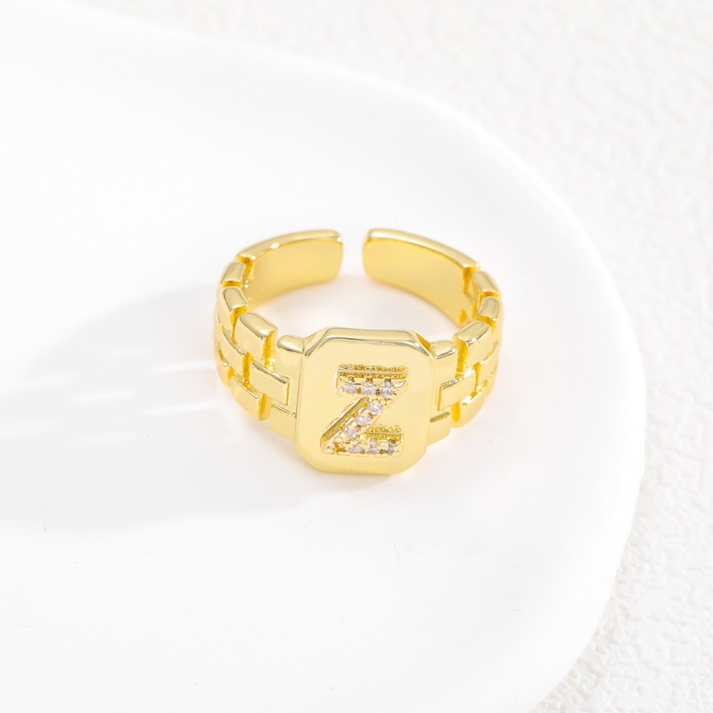 Designer Ring Buchstaben Serie Vergoldeter Verstellbarer Ring_voghion.com