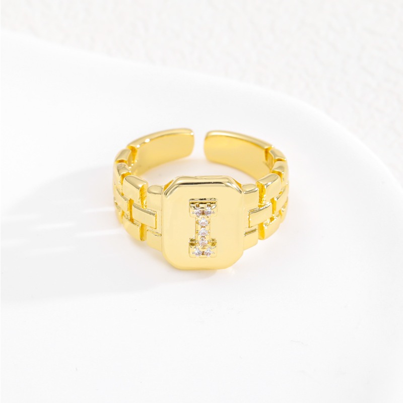 Designer Ring Buchstaben Serie Vergoldeter Verstellbarer Ring_voghion.com