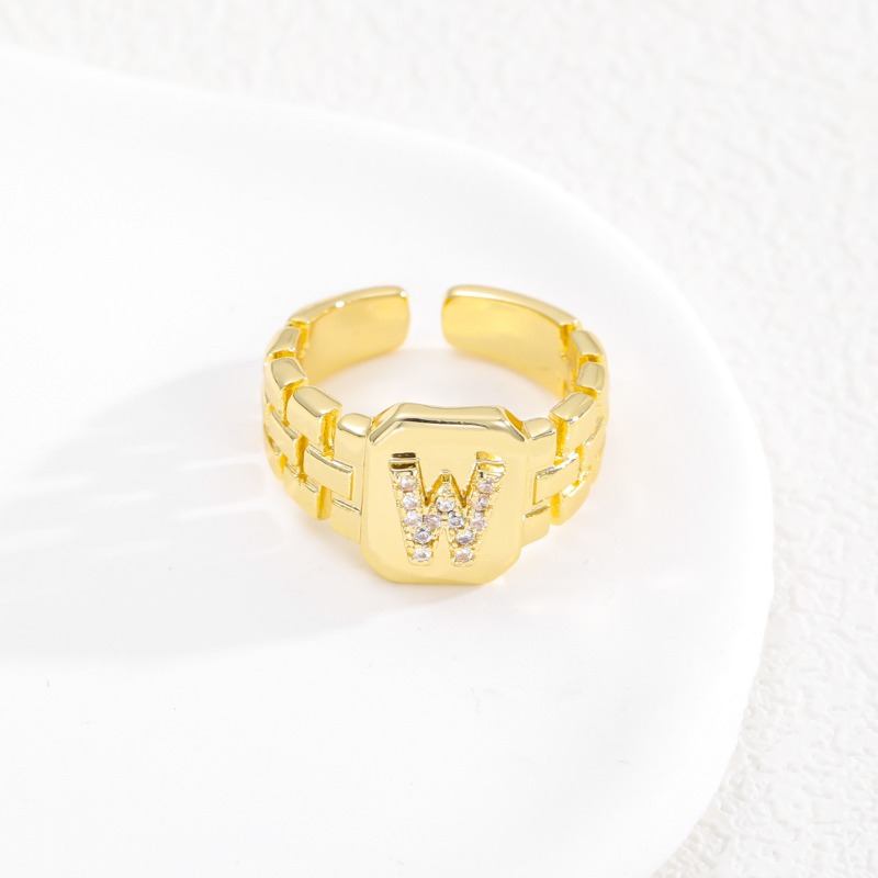 Designer Ring Buchstaben Serie Vergoldeter Verstellbarer Ring_voghion.com