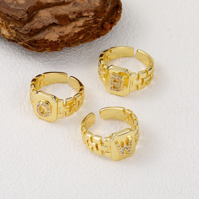 Designer Ring Buchstaben Serie Vergoldeter Verstellbarer Ring_voghion.com