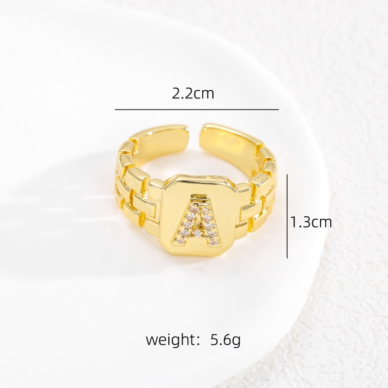 Designer Ring Buchstaben Serie Vergoldeter Verstellbarer Ring_voghion.com