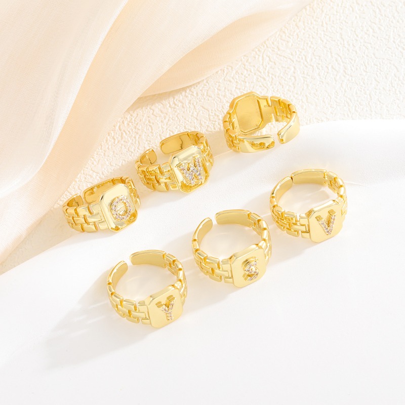 Ring Letter Series – Echtgoldplattierter Schmuckring mit Buchstabenöffnung_voghion.com