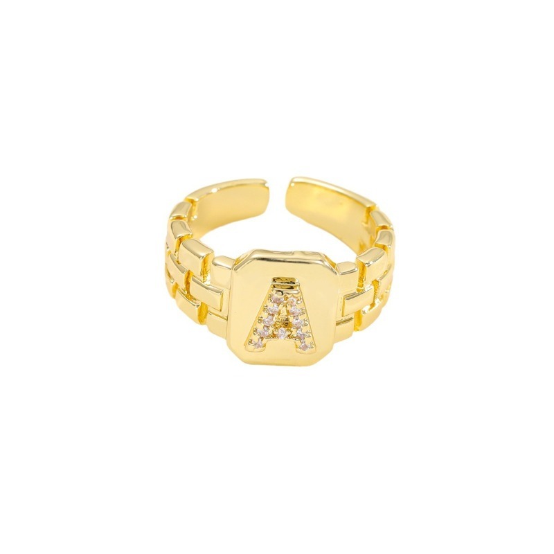 Designer Ring Buchstaben Serie Vergoldeter Verstellbarer Ring_voghion.com